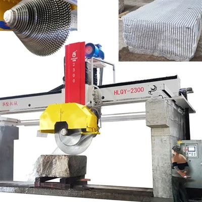 Corte de bloques de granito con cuchillas múltiples